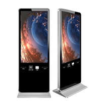 Tampilan digital berdiri bebas 75 inci, mesin iklan digital berdiri sendiri, pemutar lcd hd penuh totem digital