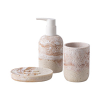 Ensemble de salle de bain minimaliste nordique en résine écologique BX, trois pièces : distributeur de lotion, gobelets de rinçage buccal, porte-savon