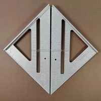 Règle triangulaire impériale en argent de 7 pouces, règle d'angle épaissie à 90 degrés, règle d'angle droite en alliage d'aluminium pour le travail du bois