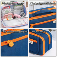 Trousse à crayons à fermeture éclair grande capacité, trousse à crayons portable multi-compartiments, trousse de papeterie unisexe simple multi-couches
