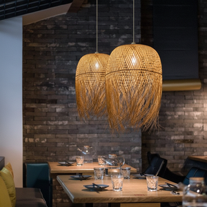 Nordic Rustic Designer Restaurant Woven Kitchen Chandelier Dining Small Bamboo Ceiling Lamp Globe Light Fixtures Modern Pendant - Product Image 1
