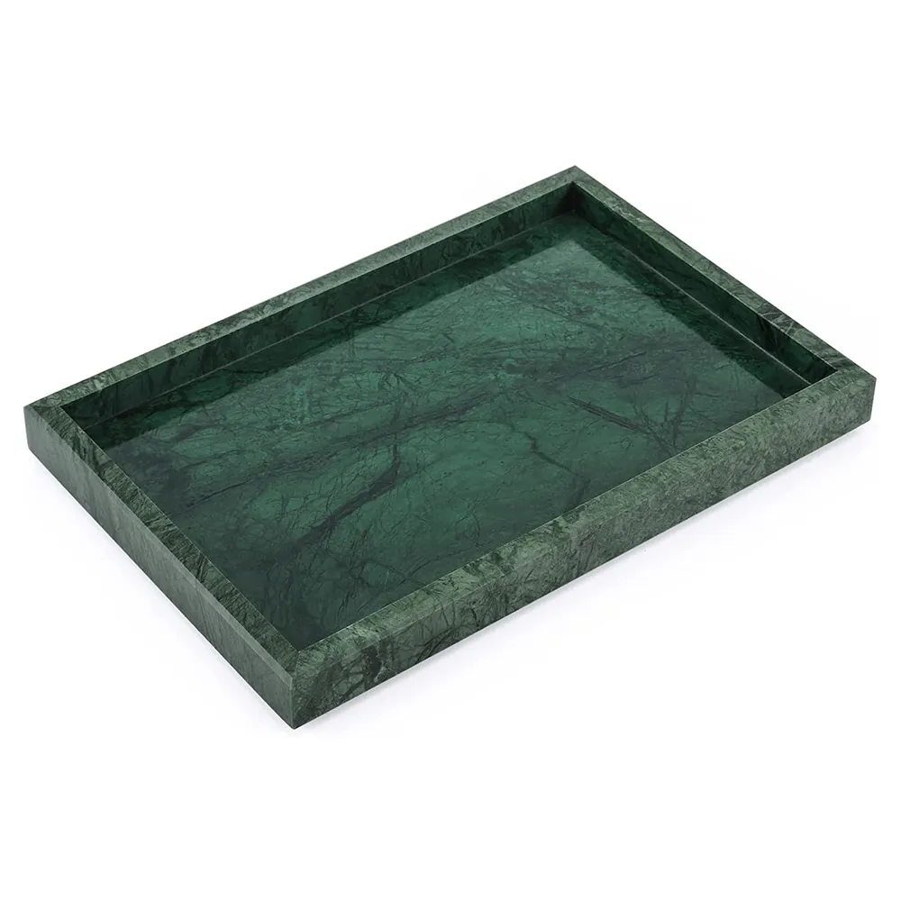 Green Marble Tray Marble Stone Serving Tray Rectangle Black Green White Lauxry Customized Size Marble Tray