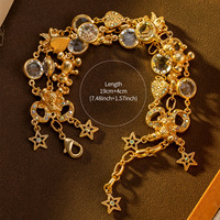 Bracelet vintage en alliage doré unisexe, multi-couches, avec pendentif étoile en cristal, style industriel, bijoux de mode rétro