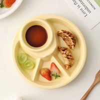 Assiette ronde à trois compartiments pour enfants, style nordique, en plastique durable, pour la réduction des graisses, vaisselle individuelle pour le petit-déjeuner