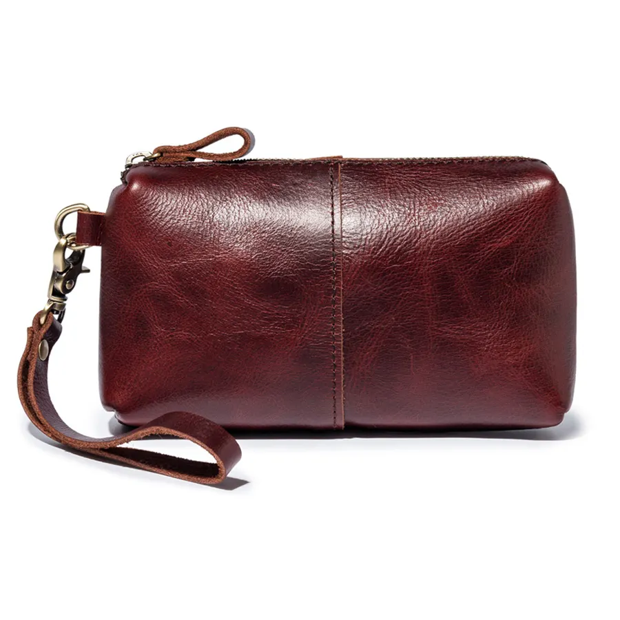 Oil Wax genuine leather casual men clutch bag business handbags for men long wallet mobile phone pouch women party purse