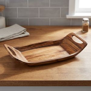 Eco-Friendly Durable Handmade Powder Coated Extra <b>Large</b> Wooden Serving <b>Tray</b> Dishwasher Microwave Safe for Catering Restaurants - Product Image 1