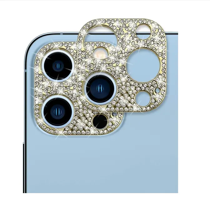 Güzel elmas parlayan kamera Lens koruyucu Anti-scratch kamera kılıfı iPhone 15 14 pro max için