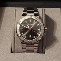 Montre automatique de plongée professionnelle étanche, bracelet entièrement en acier inoxydable, cadran brun foncé, calendrier, montre cadeau pour homme