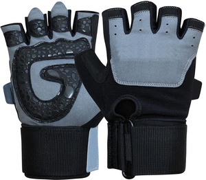 Gants de fitness en cuir à demi-doigt pour hommes pour les entraînements de musculation et de gymnastique avec support de poignet Gants d'haltérophilie - Product Image 6