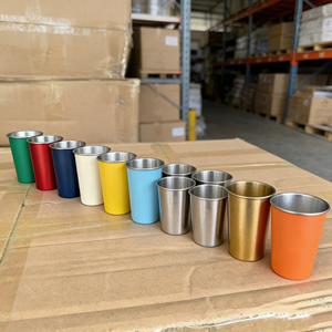 Nouvelles tasses en acier inoxydable pour camping, randonnée, fête, avec logo personnalisé imprimé, pour bière, 500 ml, ensemble de tasses jetables pour jeux de fête - Product Image 1