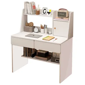 现代电脑桌，带搁板书架木质学习桌，用于家庭办公家具