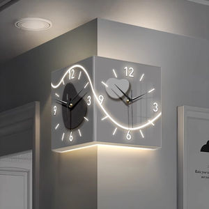 Reloj de pared moderno con luz LED de doble cara, fácil de colgar, sin necesidad de taladrar, pantalla de aguja, elegante Naturaleza muerta para sala de estar - Product Image 2
