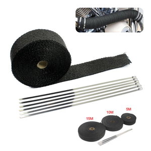 Tubo de escape térmico para motocicleta, 5cm x 10m, <span class=keywords><strong>cinta</strong></span> de calor para el tubo de escape, envoltura de escudos, cabezal múltiple, rollo de aislamiento - Product Image 1