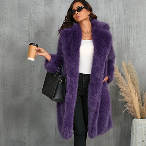 Giacca da esterno <span class=keywords><strong>viola</strong></span> antivento di Design di lusso giacca lunga da donna soffice pelliccia sintetica - Product Image 1
