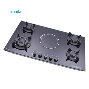 Appareil de cuisine Xunda, cuisinière 5 brûleurs (4 gaz, 1 électrique), <span class=keywords><strong>plaque</strong></span> de cuisson en verre trempé intégrée 5 brûleurs pour hôtel et usage domestique - Product Image 2
