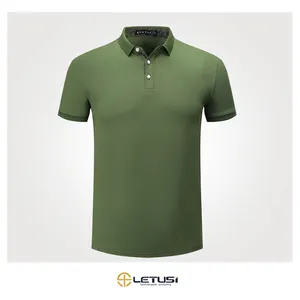 Camisetas con cuello de Polo verde del ejército para hombre, camisa bordada con Logo, camisetas de algodón