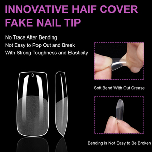 Bán buôn móng tay giả mềm tùy chỉnh 550 chiếc/hộp, kiểu hạnh nhân, kiểu stiletto, phủ kín, móng giả - Product Image 3