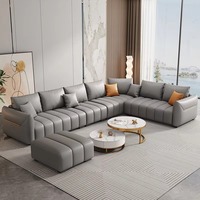 Sofás de Cuero Blanco Crema Modernos de Alta Gama para Sala de Estar, Venta al por Mayor, Muebles de Sala de Estar, Juego de Sofás Seccionales