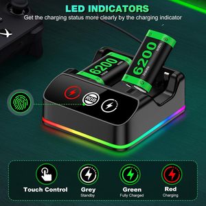 2*6200mWh Rechargeable Plastic Battery Pack for <b>Controller</b> <b>Charging</b> Dock <b>Cable</b> Battery Pack Station Xb-ox One/Series X S - Product Image 4
