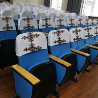 Offre Spéciale église extensible chaise dos couvre personnalisé traditionnel éthiopien croix conception salle de réunion chaise couverture arrière
