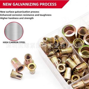 Unc Rivet Nuts Yellow Zinc Plated Threaded Insert Nut Assortment Kit 155pcs Inch Thread Inserts Fully Threaded Grade A - Product Image 4
