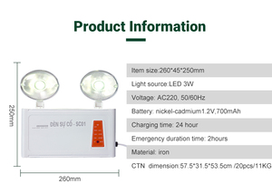ไฟฉุกเฉินแบบชาร์จไฟได้ติดผนังยี่ห้อ Tuoming Vietnam สำหรับโรงแรมในร่ม ไฟ LED สองหัวแบบชาร์จไฟได้ - Product Image 5