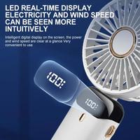 Ventilateur électrique portatif, mini ventilateur pliable à suspendre au cou, 5 vitesses, rechargeable par USB, avec écran LED, 1800mAh