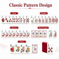 Jeu de tuiles de Mahjong en acrylique double couche, dos rouge bordeaux, motifs traditionnels chinois, Dragon, Vent, Joker, Fleur