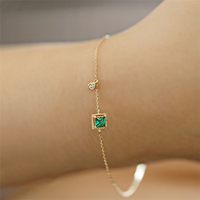 Bijoux quotidiens couleur or dames Design à la mode cadeaux de fête émeraude Zircon bracelet à breloques
