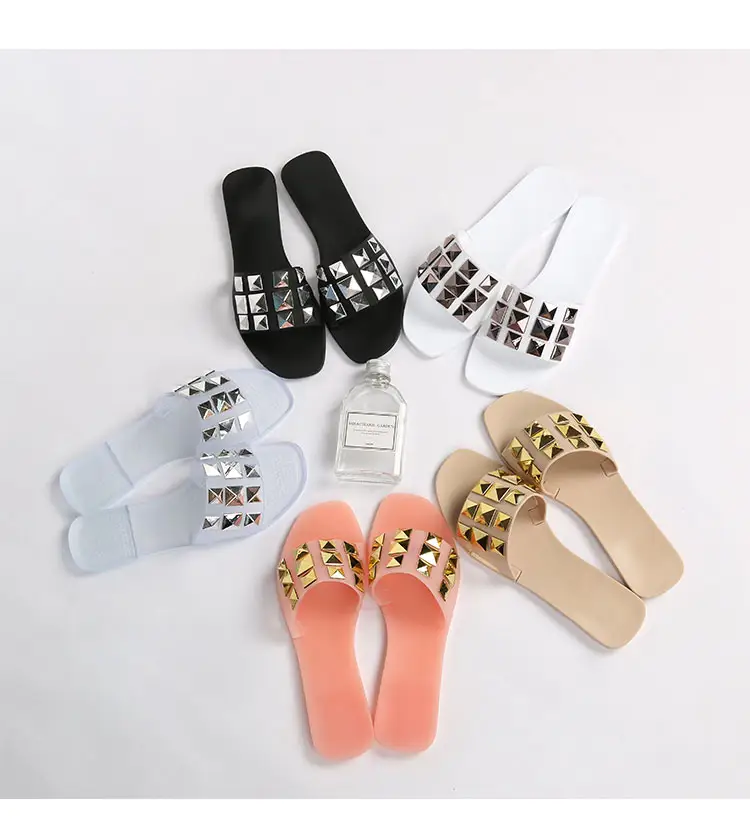 2022 Casual Fashion Pvc Sandals Slides Flat Jelly Slippers For Women comfortable footwear sandals for women and ladies