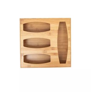 OEM/ODM bambú Ziplock bolsa organizador de almacenamiento rollo de plástico dispensador de bolsas para cocina hogar almacenamiento patrón cuadrado - Product Image 1