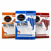 Sacs personnalisés refermables à fermeture éclair de qualité alimentaire pour Biltong et viande séchée (14g, 50g) – Emballage pour snacks de viande séchée avec fenêtre