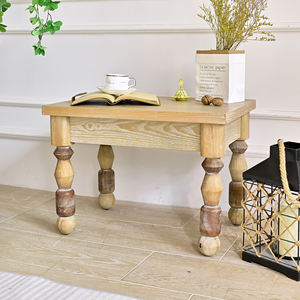 Table d'appoint décorative en bois massif INNOVA HOME, design européen moderne, table basse de style farmhouse pour salon, style naturel - Product Image 3