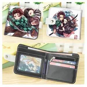 Anime Demon Slayer, Kimetsu no Yaiba, portafoglio in PU pieghevole corto, portamonete, portamonete, portacarte, portafoglio figure anime