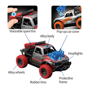 Modèle de voiture miniature 1:36 4x4 4WD avec éjection de la capote avant, lumière et musique, voiture en alliage métallique à tirer en arrière, tout-terrain pour enfants - Product Image 3