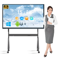 Tableau interactif intelligent 4K de 75 pouces avec écran tactile, suivi par caméra et Android 15 pour réunions de bureau