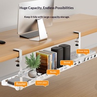 Support de rangement sous table, pour bureau d'ordinateur, avec fente pour câbles de données et boîte de rangement, support de câbles en acier au carbone