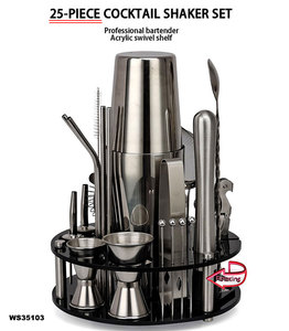 Top Seller 25 pièces en acier inoxydable <span class=keywords><strong>Cocktail</strong></span> Shaker <span class=keywords><strong>Kit</strong></span> Bartender's Drink Mixing Set Manufacturer's Best Seller - Product Image 2