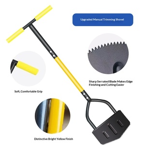 V-Shaped Serrated Edging Spade <b>Half</b>-Moon Lawn Edger Shovel <b>Step</b> Edging Tool Garden <b>Steps</b> & Sidewalk Yellow/Black - Product Image 2