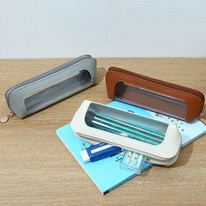 Durable Pen Storage <b>Bag</b> PU Leather Transparent Zipper Pencil Case with UV Printing Zipper <b>Bag</b> for <b>School</b> and Office Use - Product Image 6