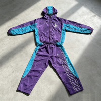 Ensemble survêtement streetwear en nylon patchwork personnalisé avec lignes réfléchissantes, coupe-vent, veste zippée et pantalon pour homme – Vente en gros