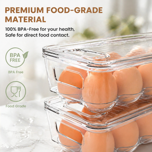 Lot de 2 supports à œufs empilables transparents en PP avec couvercle et poignée pour réfrigérateur – Organisation écologique pour la cuisine et le garde-manger - Product Image 4
