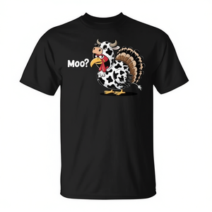 Camiseta Turkey Moo de Acción de Gracias, negra, unisex, talla M para adultos, regalo divertido para las fiestas - Product Image 2