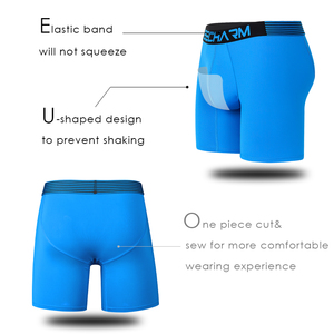 Boxer Lunghi da <span class=keywords><strong>Uomo</strong></span> in Nylon, Slip Sportivi Tinta Unita, Set di Slip Blu <span class=keywords><strong>Sexy</strong></span>, <span class=keywords><strong>Abbigliamento</strong></span> Intimo Monocolore - Product Image 2