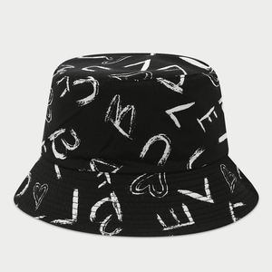 Nouveau Chapeau Bob Tendance Imprimé Lettres Graffiti Réversible Anti-UV Printemps-Été pour Extérieur et Pêche - Product Image 5