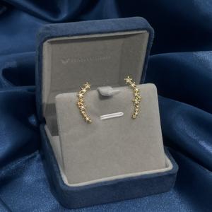 ต่างหูทรงกลมแบบคลาสสิกทันสมัยสำหรับผู้หญิงจาก TIanyu Gems ทำจากทองเหลืองชุบทอง ประดับด้วยเพชรคิวบิกเซอร์โคเนียสีขาวรูปดาว - Product Image 6