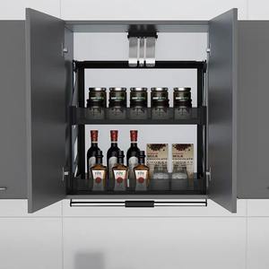 Moderno Gabinete de Cocina con Cesta Extraíble de Acero para Almacenamiento de Platos y Condimentos con Estante de Esquina - Product Image 2