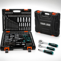 Boîte à outils de réparation automobile durable en acier au chrome-vanadium de 216 pièces, douilles de type E, clé à douille, certifiée CE, pour l'entretien de garage