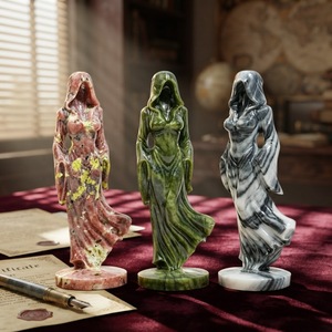 Artisanat en cristal naturel, figurine de sorcière en jade Xiuyan, sculpture en pierre précieuse, pierre de guérison, statue de déesse en opalite pour la décoration et le Feng Shui - Product Image 1