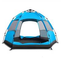 Tente yourte hexagonale mongole d'été imperméable en polyester 190T vert monocouche, une chambre, 5-7 personnes, automatique, 3 kg